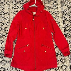 Michael Kors Red Hooded Zip-Up Jacket